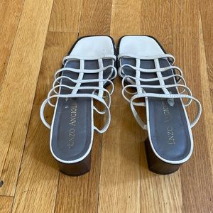 High heeled cream sandals